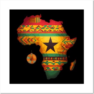 African Map Kente Pattern Ghana Flag Posters and Art